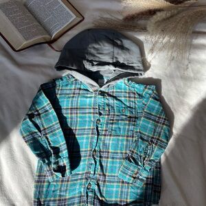 Kids Plaid Hooded Shirt